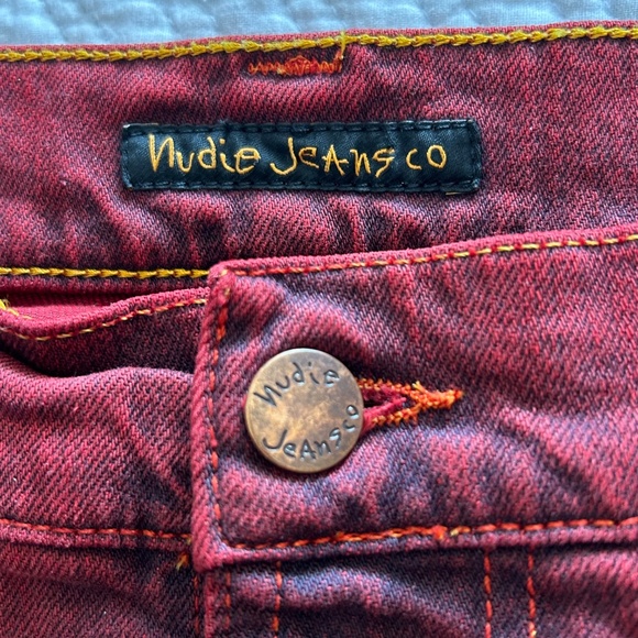 Nudie Jeans Thin Finn Organic Cotton Slim Fit Icon Red Waist Size 31 Unisex - Picture 10 of 15